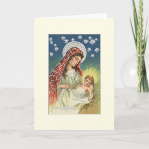 Vintage Mary och Baby Jesus Card Helgkort