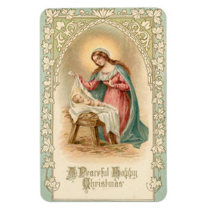 Vintage Mary och Jesus Flexibla julgranen Magnet