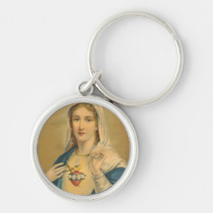 Vintage Mary Rund Silverfärgad Nyckelring