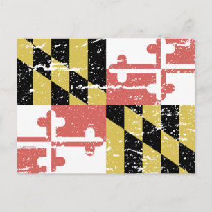 Vintage MARYLAND Flagga Vykort