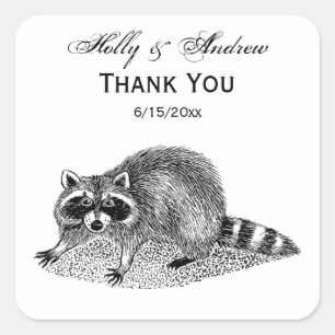 Vintage Mask Raccoon Fyrkantigt Klistermärke