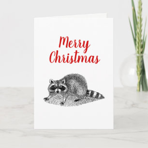 Vintage Mask Raccoon Helgkort