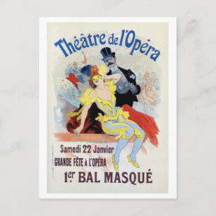 Vintage maskerad boll i Opera Chéret Vykort