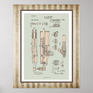 Vintage Maskin Gun Patent Poster