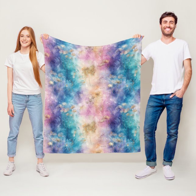 Vintage Maskros Abstrakt Mönster (2) Fleecefilt (På plats)