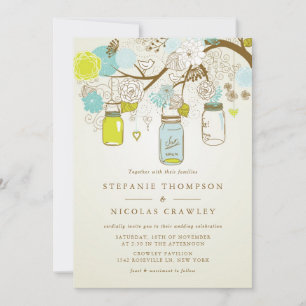VINTAGE MASON BURK BLOMMIGT WEDING INVITATION INBJUDNINGAR