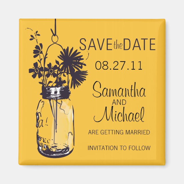 Vintage Mason Burk & Vild FlowersSpara datum Magnet (Framsidan)