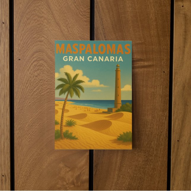 Vintage Maspalomas Gran Canaria Vykort (colorful vintage maspalomas gran canaria postcard)