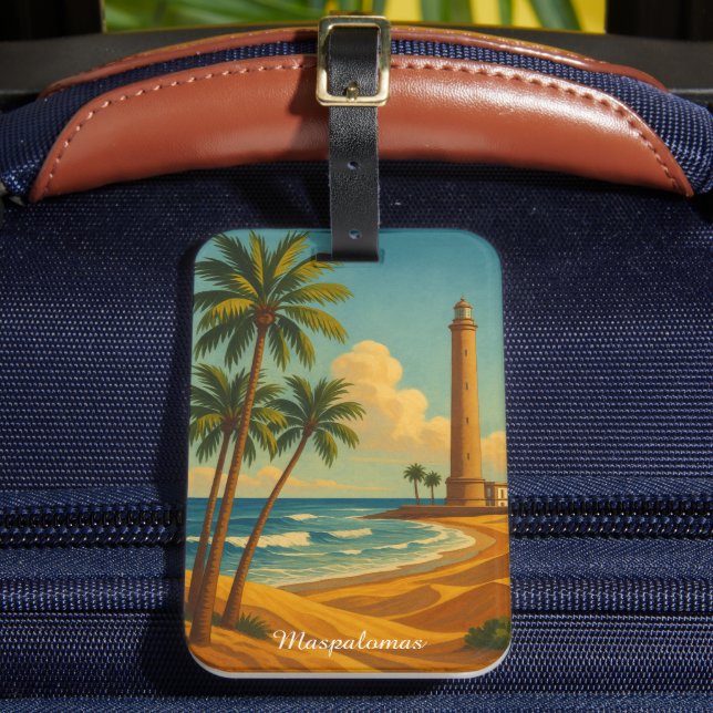 Vintage Maspalomas Meloneras Beach Gran Canaria Bagagebricka (Framsida Insitu 2)