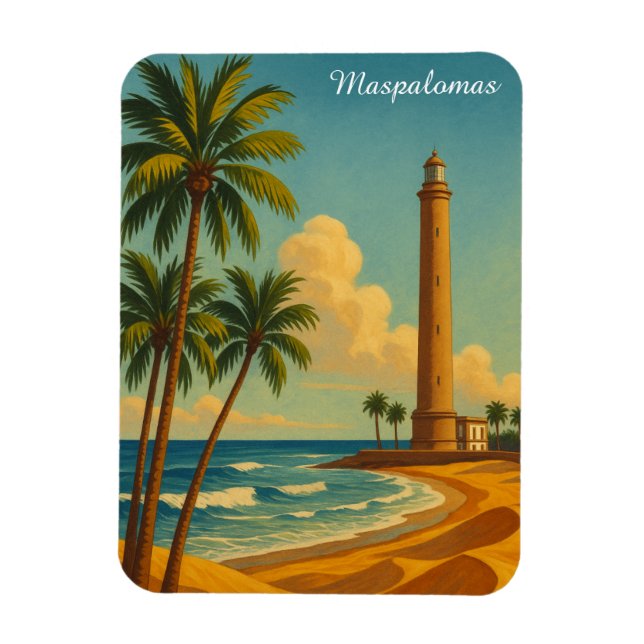 Vintage Maspalomas Meloneras Beach Gran Canaria Magnet (Vertikal)