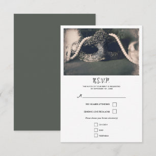 Vintage Masquerade & Pearls Bröllop RSVP OSA Kort
