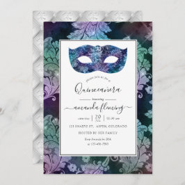 Vintage Masquuppad Damask Quinceañera Inbjudningar