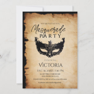 Vintage Masquuppad Party Birthday-inbjudan Inbjudningar