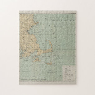 Vintage Massachusetts fyr Karta (1898) Pussel