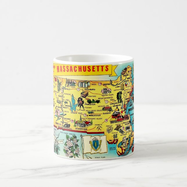 Vintage Massachusetts Map Mug Kaffemugg (Center)
