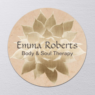 Vintage Massage Therapy Elegant Guld Lotus Runt Klistermärke