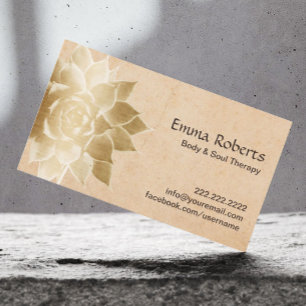 Vintage Massage Therapy Guld Lotus Visitkort