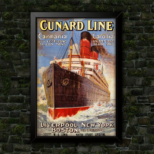Vintage Massiv Oceanångare Reserklipp Poster