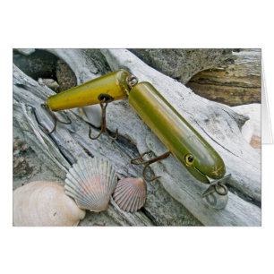 Vintage Masterlure Joved Eel Saltwater Plug Hälsningskort