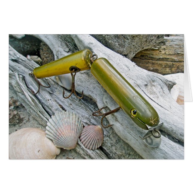 Vintage Masterlure Joved Eel Saltwater Plug Hälsningskort (Framsidan Horizontal)