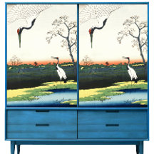 Vintage Masterwork of Hiroshige Pair of Cranes