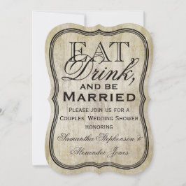 Vintage, mat, dryck och vara gift med Par Inbjudningar