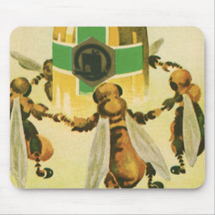 Vintage mat, ekologisk honung bin dansar burk musmatta