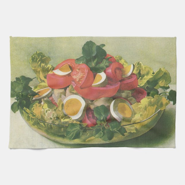 Vintage mat, ekologisk sallad mesclun kökshandduk (Horisontell)
