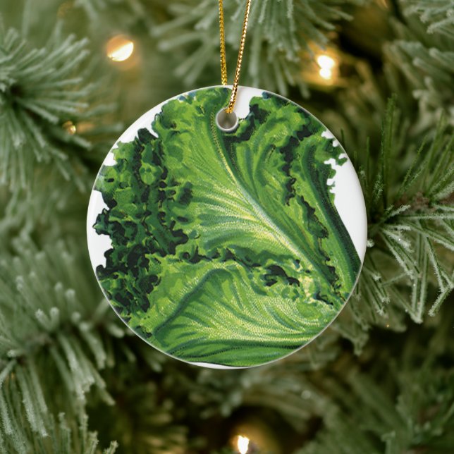 Vintage Mat, Grönt Löv sallat Grönsaker Julgransprydnad Keramik (Träd)