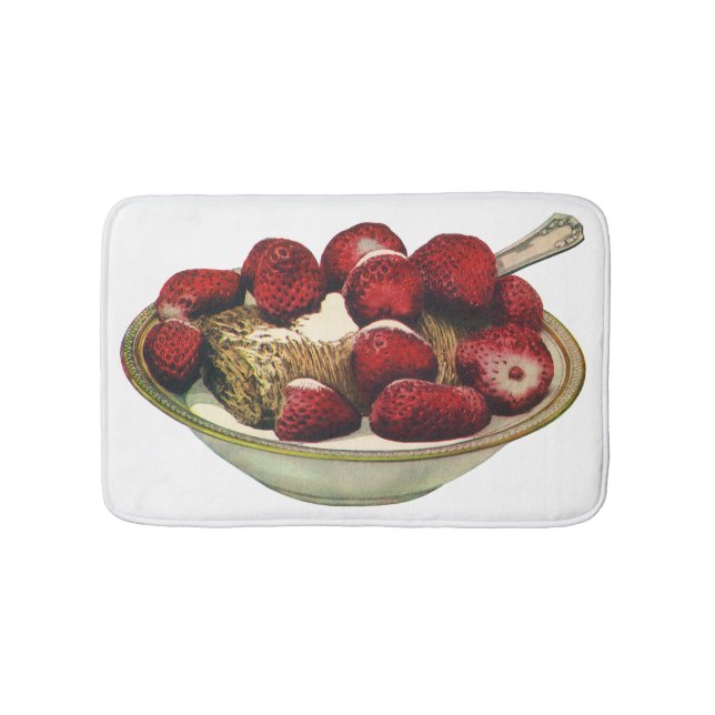 Vintage mat Hälsosam frukostflingor Jordgubbar Badrumsmatta (Framsidan)