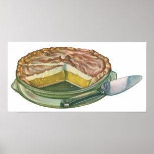 Vintage mat, lemon meringue paj dessert poster