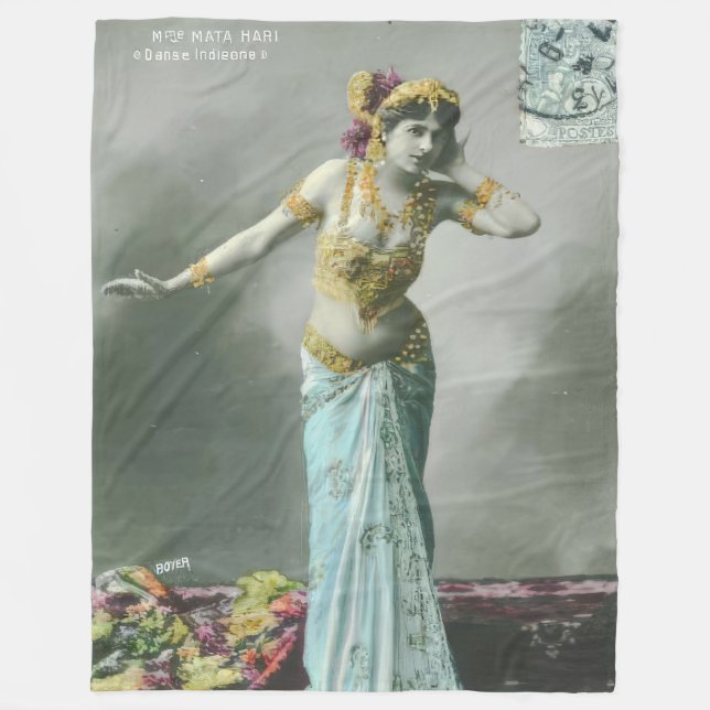 Vintage Mata Hari-vykort Fleecefilt (Framsidan)