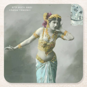 Vintage Mata Hari-vykort Underlägg Papper Kvadrat