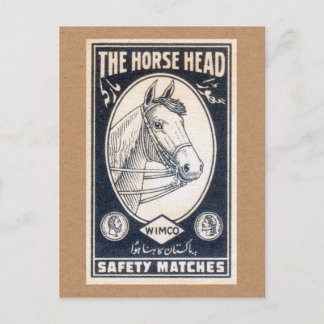 Vintage Match-etikett - Horse Head Vykort