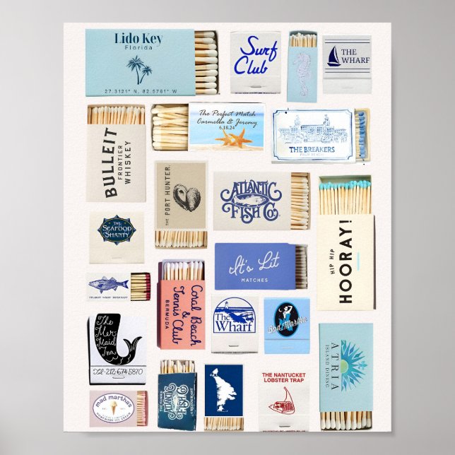 Vintage Matchbook Art Coastal Poster (Framsidan)