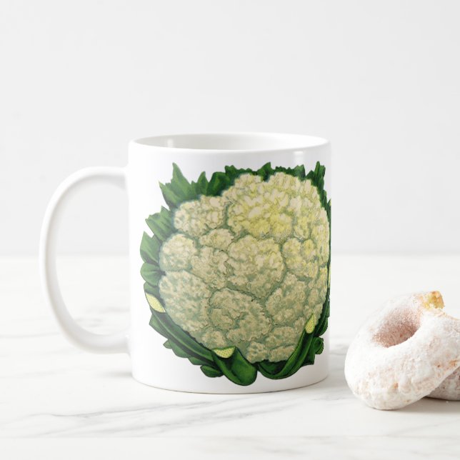 Vintage matgrönsaker grönsaker blomkål kaffemugg (Med munk)