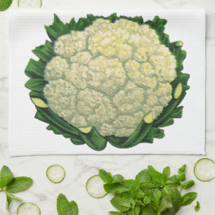 Vintage matgrönsaker grönsaker blomkål kökshandduk