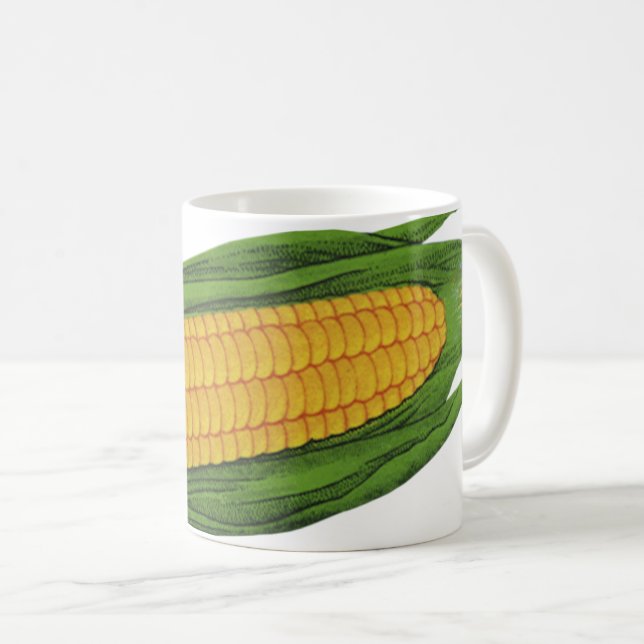 Vintage matgrönsaker; Gul majskolv på stång Kaffemugg (Framsida höger)