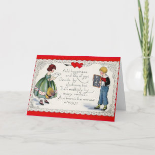 Vintage Math Equation Valentine Day Card Helgkort