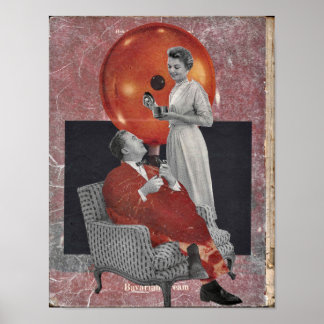 Vintage, matsäck, kollage poster