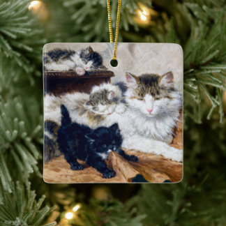Vintage Mått på katter av Ronner Knip ・ 2 Sida Julgransprydnad Keramik