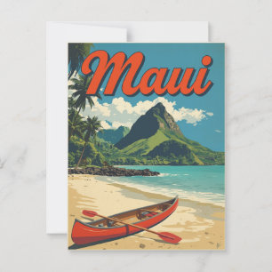 Vintage Maui Hawaii Travel Vykort