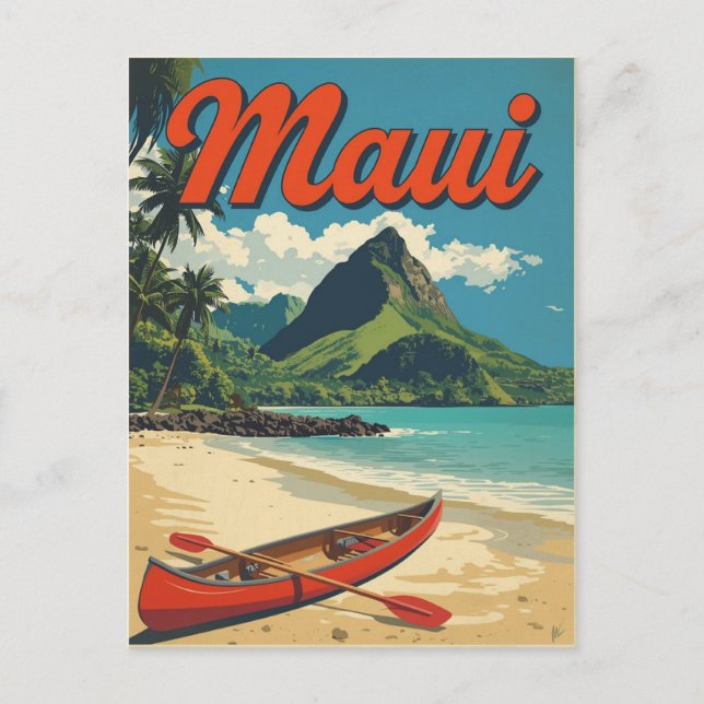 Vintage Maui Hawaii Travel Vykort (Framsida)