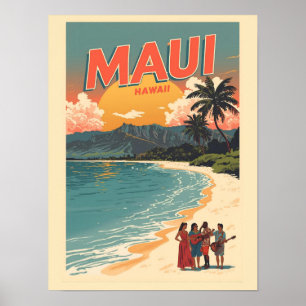Vintage Maui hawaii tropiska strand souvenirer pre Poster