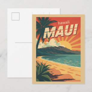 Vintage Maui hawaii tropiska strand souvenirer pre Vykort