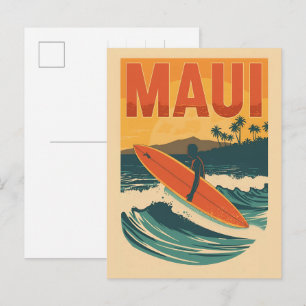 Vintage Maui hawaii tropiska strand souvenirer pre Vykort