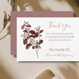Vintage Mauve Blommigt Sympathy Tack Cards Anteckningskort