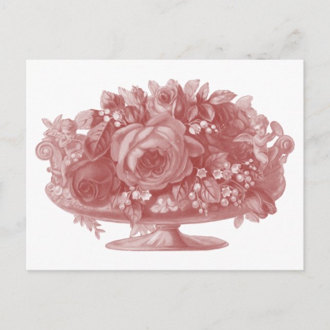 Vintage Mauve Flower Arrangemang Vykort (Framsida)