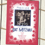 Vintage Mauve Rosa Navy Blue Bat mitzvah Photo Inbjudningar<br><div class="desc">Vintage botaniska bat mitzvah inbjudningar är perfekt för rosa och marinblåa färg paletter. Omgivande blommor i vilden och David stjärna är en vacker avslutande beröring till ditt foto. Denna söta bat mitzvah inbjudan till rosa är mångsidig för de heta,  ro rosa,  blått grått födelsedagsfest-teman.</div>