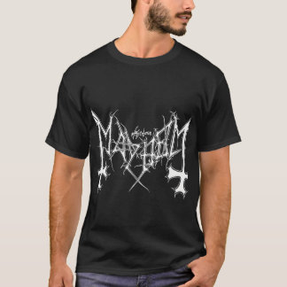 Vintage Mayhem Norsk Svart Metal Logotyp T-shirt